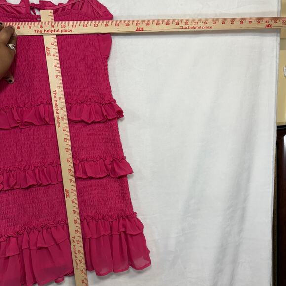 Guess M Pink Milania Tier Ruffle Dress Girlhood Princess Coquette‎ Party Brunch - Picture 11 of 14